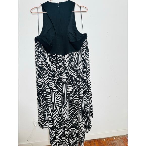 TOCCIN Black White Printed Trapeze High Low Sleeveless Maxi Dress size 20 - Picture 4 of 15
